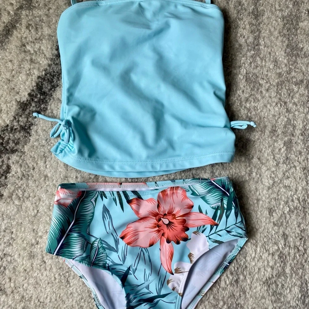 Kids Swim Set - Blue Floral size 8